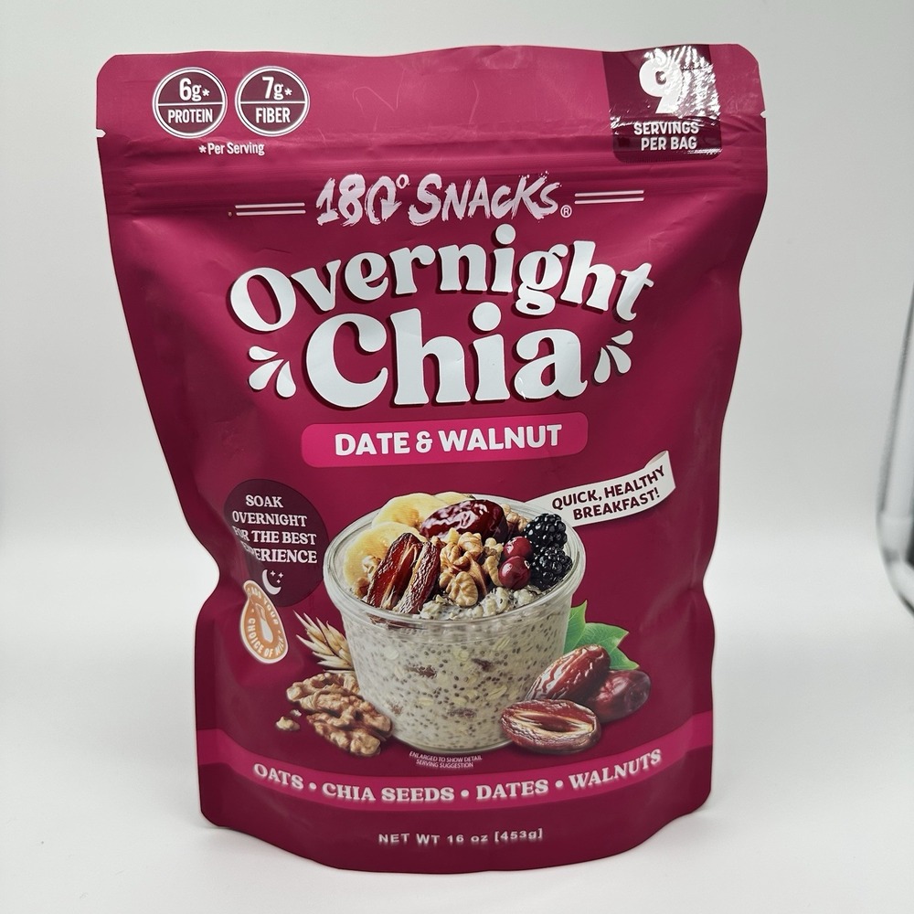 180 Snacks Overnight Chia Oats, Date And Walnut 16 Oz Exp 6/2027